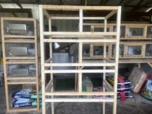 quail cage frame with front, back, and sides all joined together